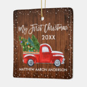 ベビーマイ初めてのクリスマスウッドスノーレッドトラック セラミックオーナメント (左)