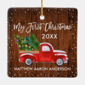 ベビーマイ初めてのクリスマスウッドスノーレッドトラック セラミックオーナメント (裏面)