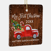 ベビーマイ初めてのクリスマスウッドレッドトラックスノー セラミックオーナメント (右)