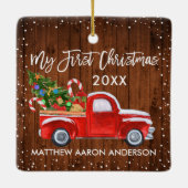 ベビーマイ初めてのクリスマスウッドレッドトラックスノー セラミックオーナメント (裏面)