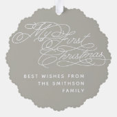 ベビーマイ初めてのクリスマスカスタム文字写真エレガント オーナメントカード (裏面)