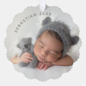 ベビーマイ初めてのクリスマスカスタム文字写真エレガント オーナメントカード (正面)