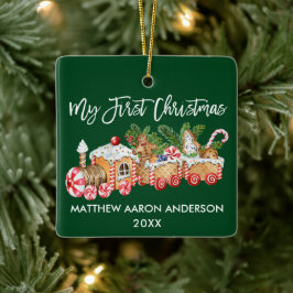 ベビーマイ初めてのクリスマスジンジャーブレッドトレイングリーン セラミックオーナメント