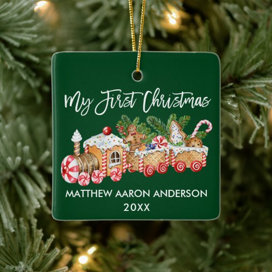 ベビーマイ初めてのクリスマスジンジャーブレッドトレイングリーン セラミックオーナメント (ツリー)