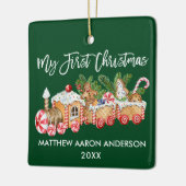 ベビーマイ初めてのクリスマスジンジャーブレッドトレイングリーン セラミックオーナメント (左)