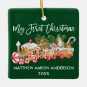 ベビーマイ初めてのクリスマスジンジャーブレッドトレイングリーン セラミックオーナメント (正面)