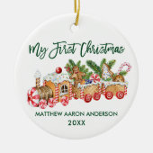 ベビーマイ初めてのクリスマスジンジャーブレッドトレイングリーン セラミックオーナメント (正面)