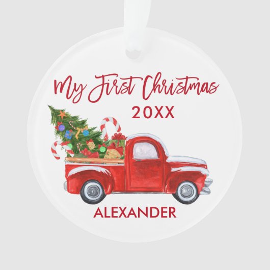 ベビーマイ初めてのクリスマスズトラックキャンディレッド オーナメント (正面)