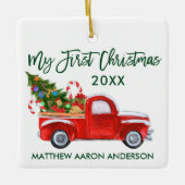 ベビーマイ初めてのクリスマストラックツリーキャンディーキャン セラミックオーナメント (正面)