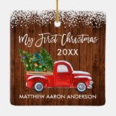 ベビーマイ初めてのクリスマスレッドトラックウッドスノー セラミックオーナメント (裏面)