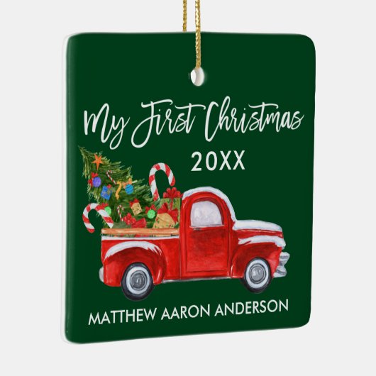 ベビーマイ初めてのクリスマスレッドトラックキャンディーキャン セラミックオーナメント (右)