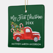 ベビーマイ初めてのクリスマスレッドトラックキャンディーキャン セラミックオーナメント (左)