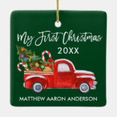 ベビーマイ初めてのクリスマスレッドトラックキャンディーキャン セラミックオーナメント (裏面)