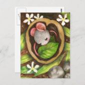 ベビーマウスかわいい動物イラストレーション葉書 ポストカード (正面/裏面)