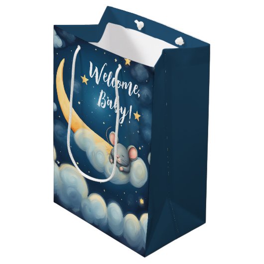 ベビーマウスがクラウドでスリープ中 ミディアムペーパーバッグ (正面アングル)