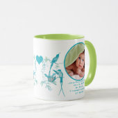 ベビーマグカップとベビー写真重要な誕生統計 マグカップ (正面右)