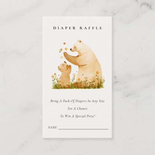 ベビーマママベアニューアル赤ちゃんシャワーおむつラッフル エンクロージャーカード (正面)
