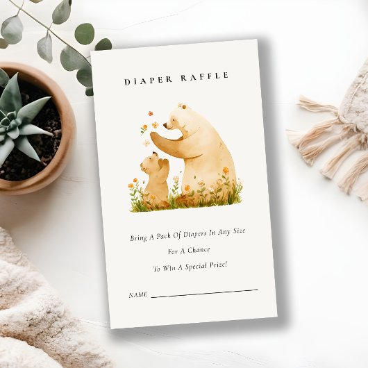 ベビーマママベアニューアル赤ちゃんシャワーおむつラッフル エンクロージャーカード