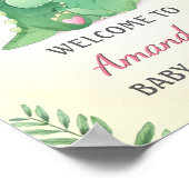 ベビーママ恐竜ピンクベビーガールシャワーウェルカム ポスター (角)