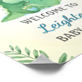 ベビーママ恐竜ブルー男の赤ちゃんシャワーウェルカム ポスター (角)