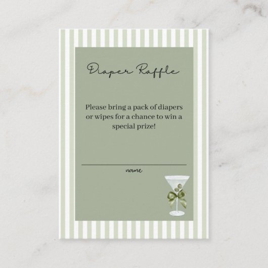 ベビーマルティーニ「ティニ一」おむつラッフル エンクロージャーカード (正面)