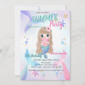 ベビーマーメイドはかりで測シースターズバースデーパーティー 招待状 (正面)