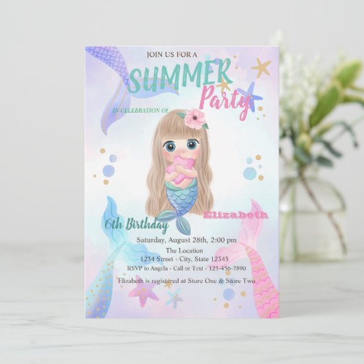 ベビーマーメイドはかりで測シースターズバースデーパーティー 招待状 (スタンド正面)