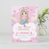 ベビーマーメイドスターズレインボー誕生日招待状 招待状 (スタンド正面)