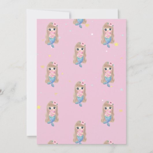 ベビーマーメイドスターズレインボー誕生日招待状 招待状 (裏面)