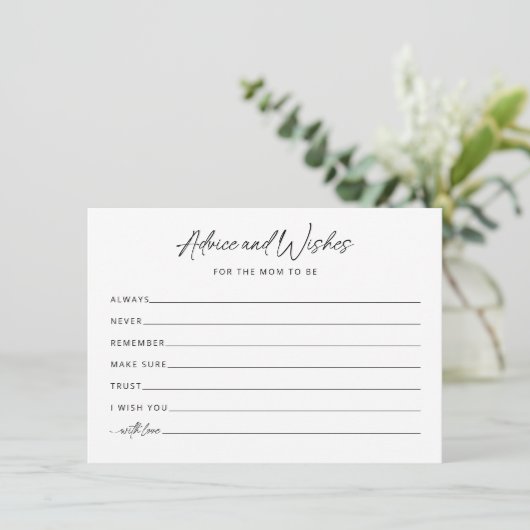 ベビーミニマルなベビーシャワーアドバイスカードの願い エンクロージャーカード (スタンド正面)