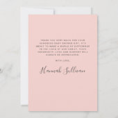 ベビーミニマルガールシャワーレトロキャリッジピンク金ゴールド サンキューカード (裏面)