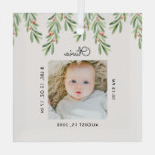 ベビーミニマル名&誕生統計フォトキープサケ ガラスオーナメント (裏面)