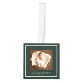 ベビーミニマル名&誕生統計フォトキープサケ キューブオーナメント (正面)