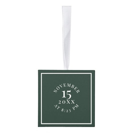 ベビーミニマル名&誕生統計フォトキープサケ キューブオーナメント (右)