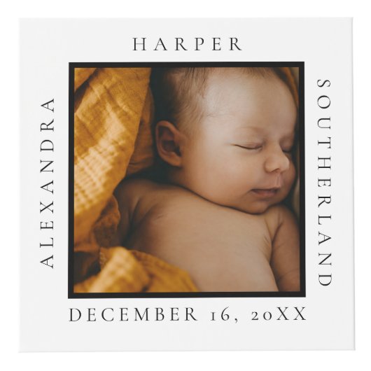 ベビーミニマル名&誕生統計フォトキープサケ フォトキューブ (正面)