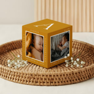 ベビーミニマル名&誕生統計フォトキープサケ フォトキューブ
