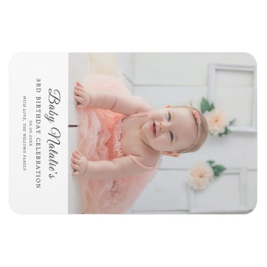 ベビーミニマル誕生日フォトギフト記念メモリ マグネット (横)