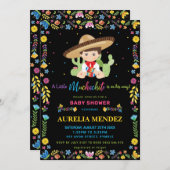 ベビームチャチトフィエスタメキシコ男の赤ちゃんシャワー  招待状 (正面/裏面)