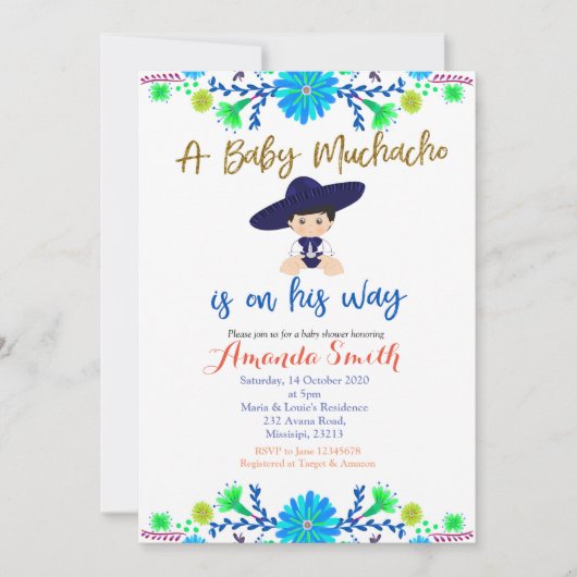 ベビームチャチョフィエスタベビーシャワー招待状 招待状 (正面)