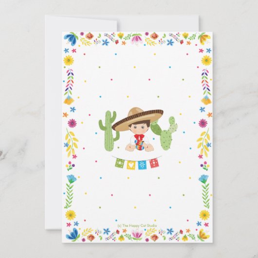 ベビームチャ町フィエスタメキシコ男の赤ちゃんシャワー   招待状 (裏面)