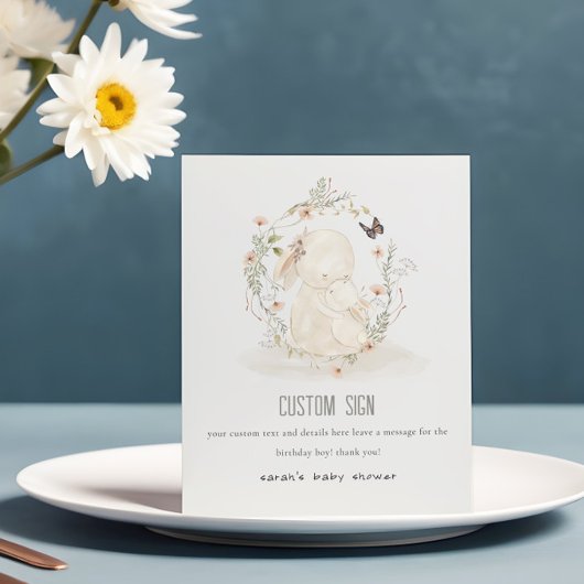 ベビームームバニーフローラベビーシャワーカスタムパーティー 台座サイン