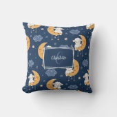 ベビームーンパターンの子羊とメッセージパーソナライズされた付き クッション (正面)