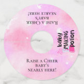 ベビーメイキングポションピンクハートベビーシャワートースト ワイングラスタグ (正面)