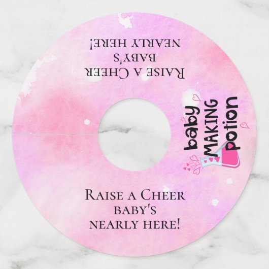 ベビーメイキングポションピンクハートベビーシャワートースト ワイングラスタグ (正面)