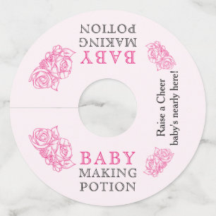 ベビーメイキングポションピンク赤ちゃんシャワートースト ワイングラスタグ