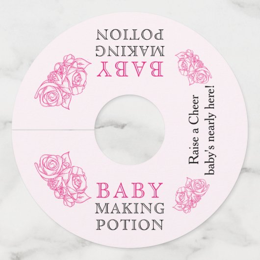 ベビーメイキングポションピンク赤ちゃんシャワートースト ワイングラスタグ (正面)