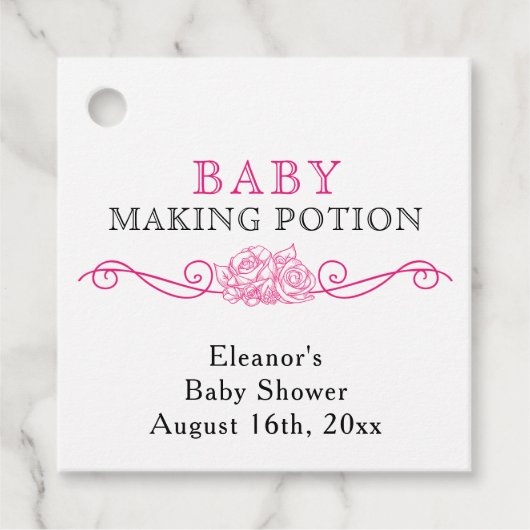 ベビーメイキングモダンポションピンクブラックミニボトル フェイバータグ (正面)