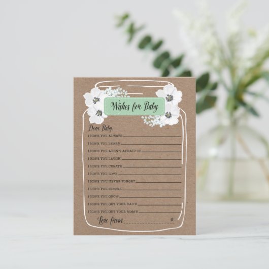 ベビーメイスンジャーの赤ちゃんシャワーゲームカードのご希望 アドバイスカード (スタンド正面)