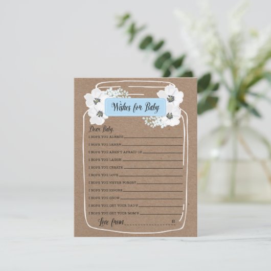 ベビーメイスンジャーの赤ちゃんシャワーゲームカードのご希望 アドバイスカード (スタンド正面)