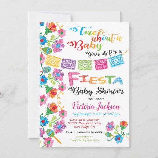 ベビーメキシコのフィエスタの赤ちゃんシャワーについて 招待状 (正面)